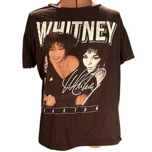 WHITNEY HOUSTON Womens (M) T-Shirt Cotton Bandtee 80s Graphic‎ Pop Retro Music